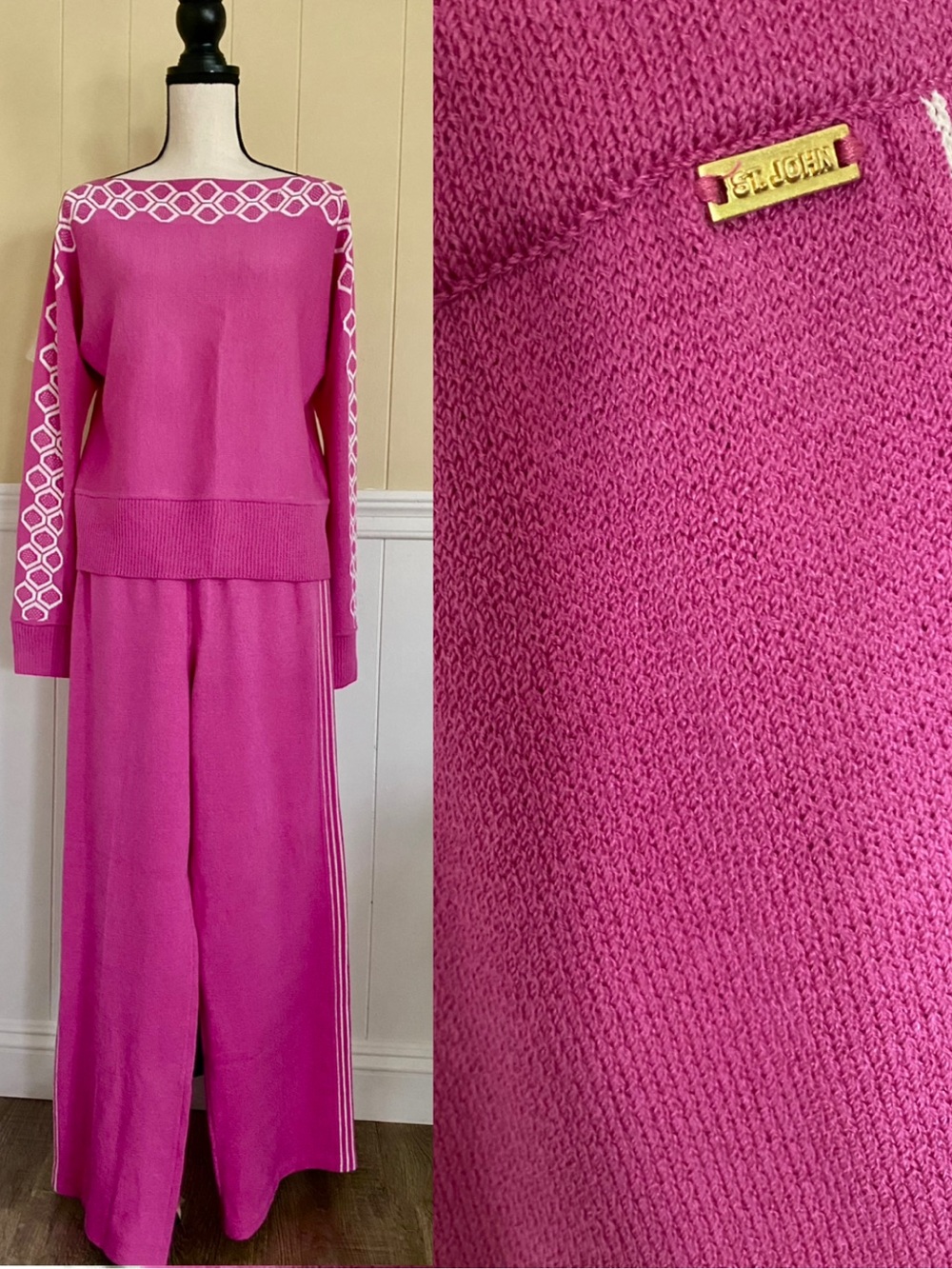 St. John wool-blend sweater and wide-leg pants set